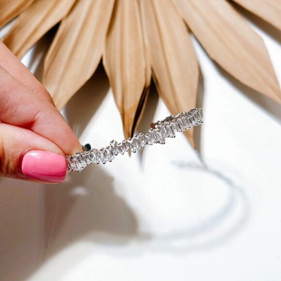 Silver diamond bangle S432 - Picture 2 of 3